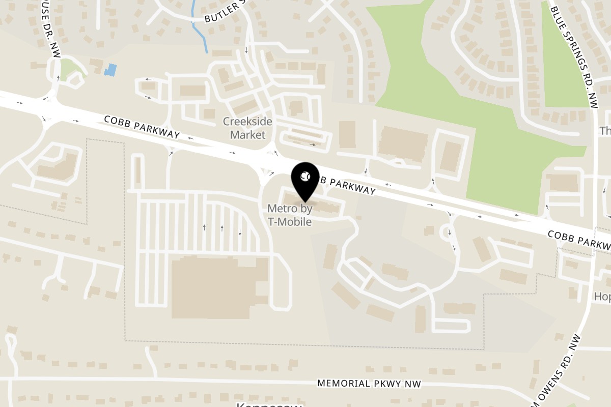 Map showing the location of Rick's Hotwings on 3103 Cobb Pkwy NW #115 in Kennesaw